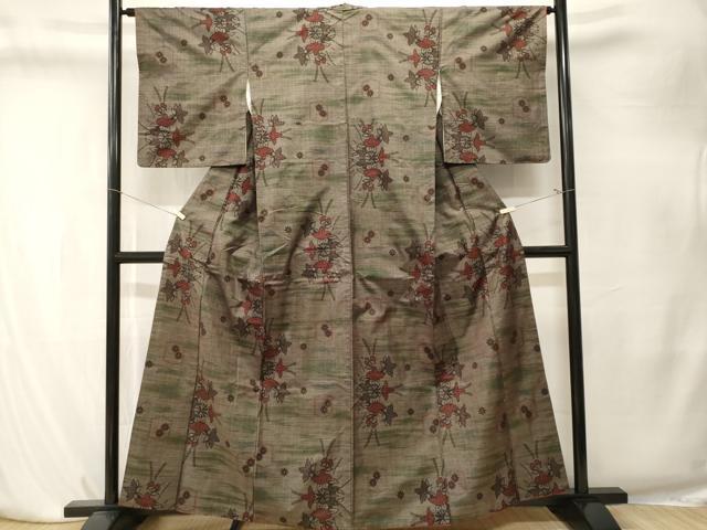 平和屋着物■本場大島紬　7マルキ　亀甲草花文　正絹　逸品　CABK4201ev