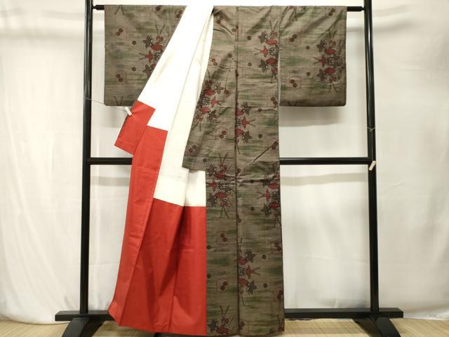平和屋着物■本場大島紬　7マルキ　亀甲草花文　正絹　逸品　CABK4201ev