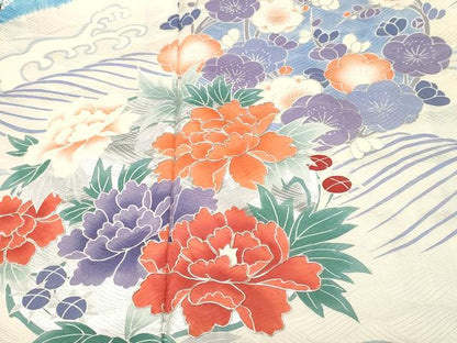 平和屋着物■豪華振袖　駒刺繍　絞り　流水草花文　銀彩　正絹　逸品　CABK4208ev