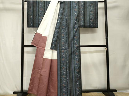平和屋着物■本場大島紬　草花間道　正絹　逸品　CABK4211ev