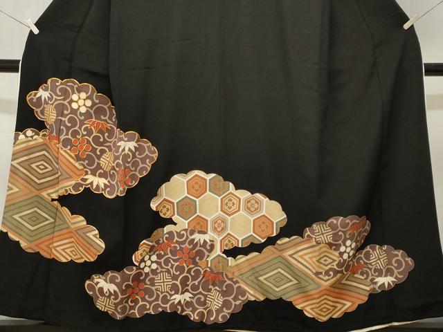 平和屋着物■豪華黒留袖　駒刺繍　雲取り吉祥花唐草文　正絹　逸品　CABK4218ev