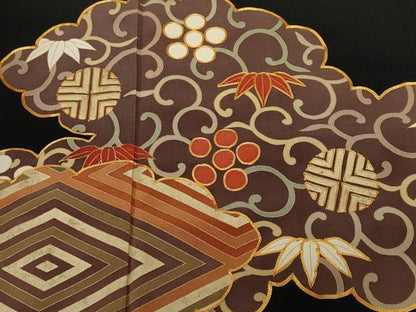 平和屋着物■豪華黒留袖　駒刺繍　雲取り吉祥花唐草文　正絹　逸品　CABK4218ev