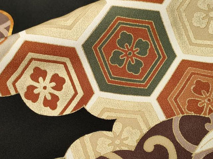 平和屋着物■豪華黒留袖　駒刺繍　雲取り吉祥花唐草文　正絹　逸品　CABK4218ev