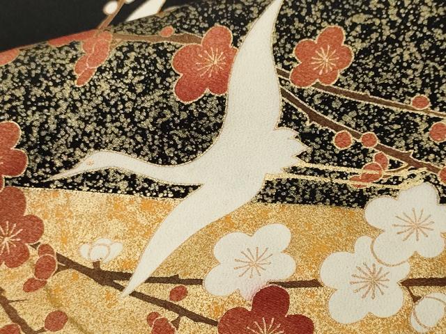 平和屋着物■豪華黒留袖　地紙飛鶴枝梅文　金彩　正絹　逸品　CABK4219ev