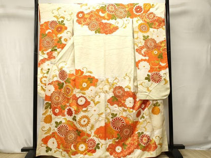 平和屋着物■豪華振袖　駒刺繍　唐草菊文　暈し染め　金彩　正絹　逸品　CABK4223ev