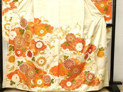 平和屋着物■豪華振袖　駒刺繍　唐草菊文　暈し染め　金彩　正絹　逸品　CABK4223ev