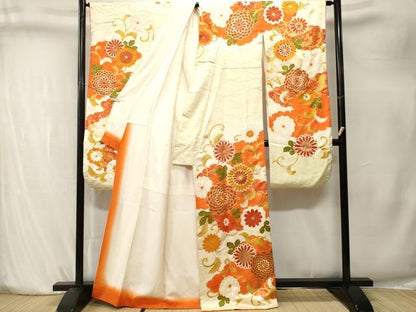平和屋着物■豪華振袖　駒刺繍　唐草菊文　暈し染め　金彩　正絹　逸品　CABK4223ev