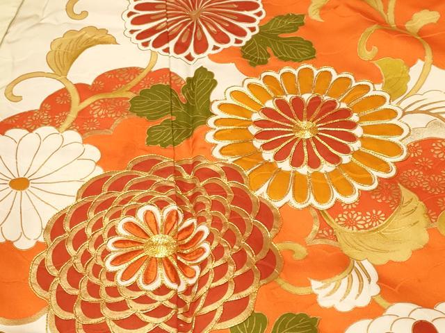平和屋着物■豪華振袖　駒刺繍　唐草菊文　暈し染め　金彩　正絹　逸品　CABK4223ev