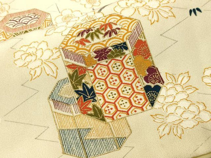平和屋着物■上質な小紋　貝桶枝花文　正絹　逸品　CABK4229ev