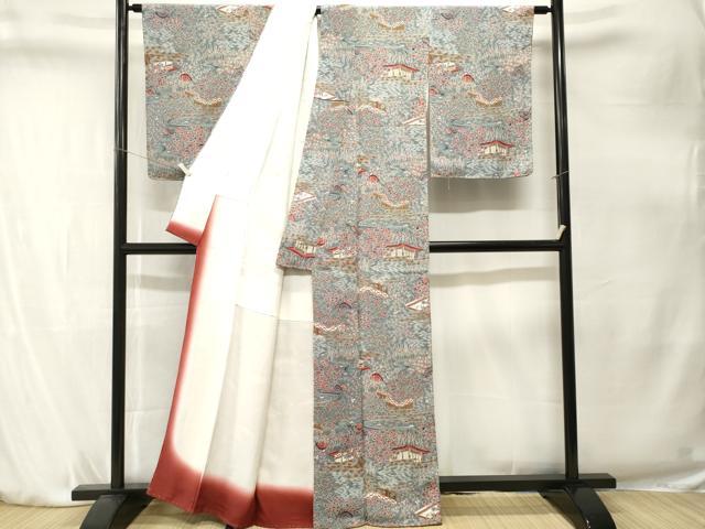平和屋着物■上質な小紋　御所解文　金彩　鬼しぼ縮緬　正絹　逸品　CABK4230ev