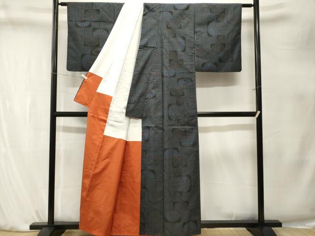 平和屋着物■本場大島紬　7マルキ　色紙菊文　正絹　逸品　CABK4233ev