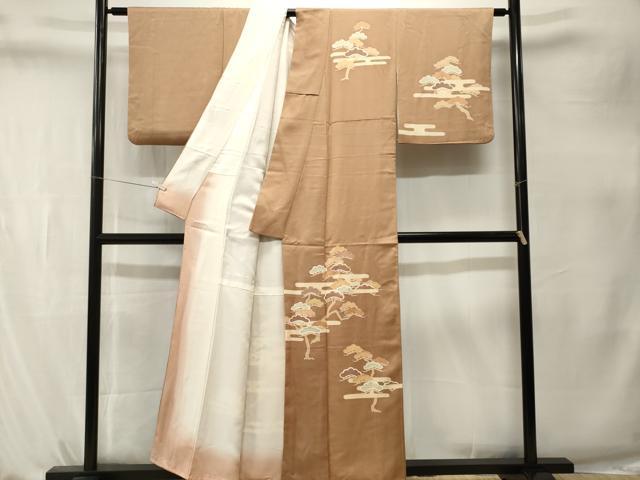 平和屋着物■訪問着　刺繍　エ霞枝松文　正絹　逸品　CABK4235ev