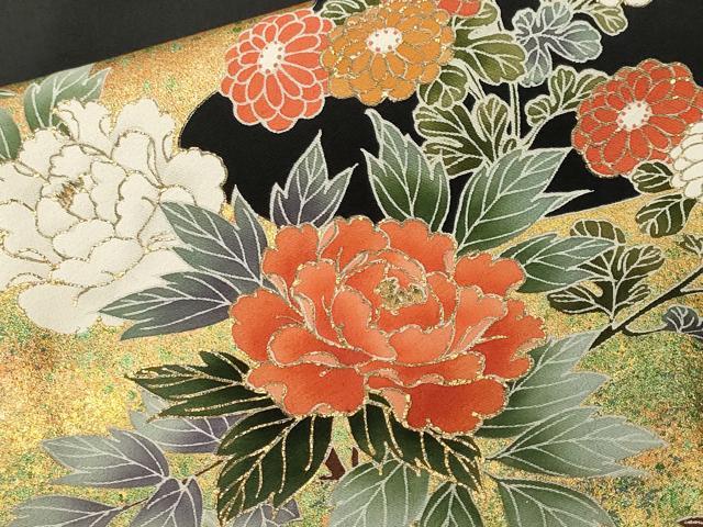 平和屋着物■豪華黒留袖　作家物　籬草花文　金彩　正絹　逸品　CABK4239ev