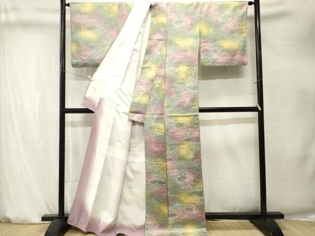 平和屋着物■小紋　流水霞枝花文　暈し染め　洗える着物　CABK4243ev