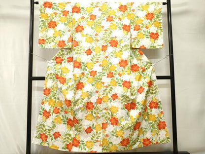 平和屋着物■小紋　枝花文　洗える着物　CABK4247ev