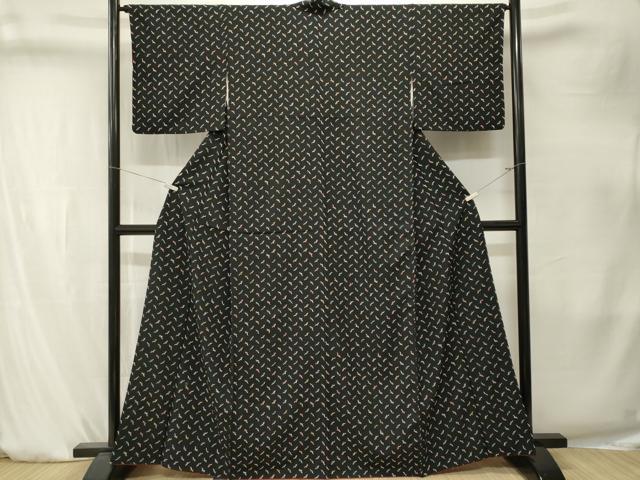 平和屋着物■小紋　飛鳥文　黒地　洗える着物　CABK4250ev