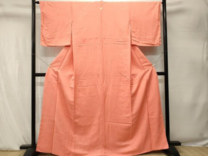 平和屋着物■上質な色無地　鹿の子流水地紋　曙色　正絹　逸品　CABK4254ev