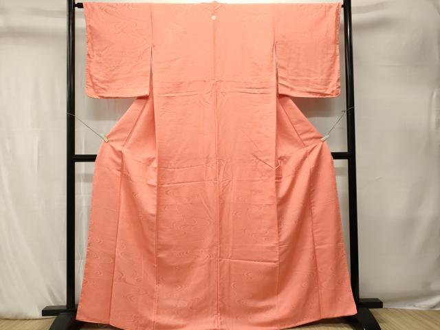平和屋着物■上質な色無地　鹿の子流水地紋　曙色　正絹　逸品　CABK4254ev