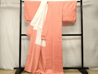平和屋着物■上質な色無地　鹿の子流水地紋　曙色　正絹　逸品　CABK4254ev