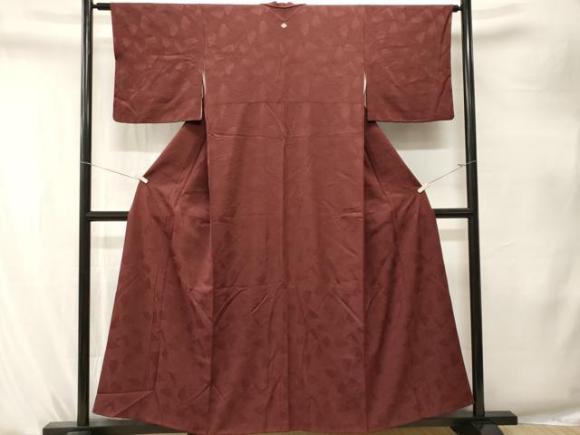 平和屋着物■上質な色無地　扇尽くし　葡萄茶色　正絹　逸品　CABK4255ev