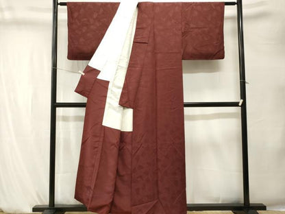 平和屋着物■上質な色無地　扇尽くし　葡萄茶色　正絹　逸品　CABK4255ev