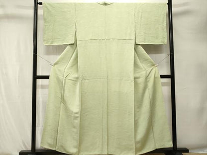 平和屋着物■上質な色無地　溢れ松葉地紋　若芽色　正絹　逸品　CABK4256ev