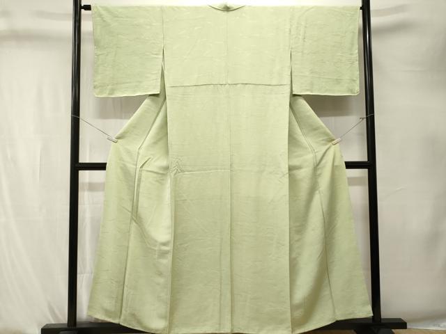 平和屋着物■上質な色無地　溢れ松葉地紋　若芽色　正絹　逸品　CABK4256ev