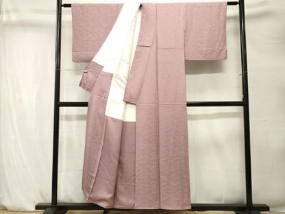 平和屋着物■上質な色無地　鳳凰花地紋　紅藤色　正絹　逸品　CABK4259ev