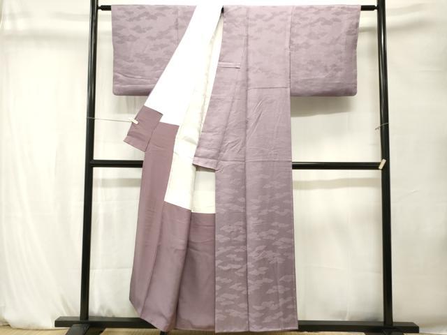 平和屋着物■上質な色無地　雲取り吉祥地紋　藤色　正絹　逸品　CABK4260ev