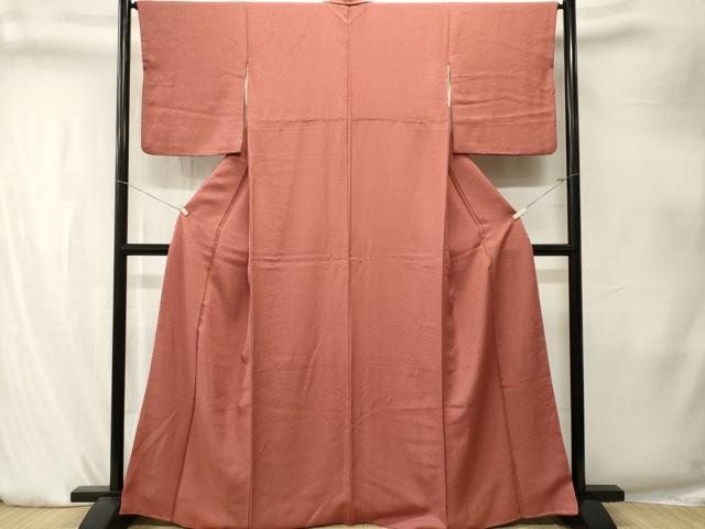 平和屋着物■上質な色無地　霞地紋　肉桂色　正絹　逸品　CABK4261ev