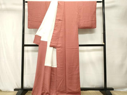 平和屋着物■上質な色無地　霞地紋　肉桂色　正絹　逸品　CABK4261ev