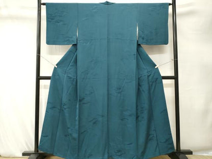 平和屋着物■上質な色無地　枝葉地紋　花浅葱色　正絹　逸品　CABK4263ev