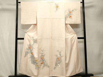 平和屋着物■訪問着　手描き　草花文　暈し染め　正絹　逸品　CABK4269ev