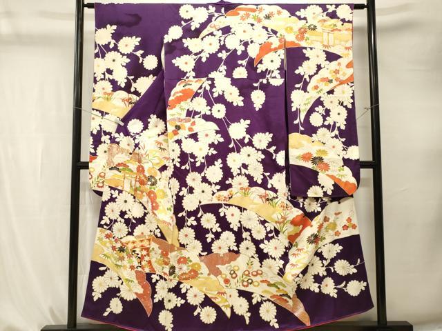 平和屋着物■豪華振袖　駒刺繍　雪芝几帳枝菊文　金銀彩　正絹　逸品　CABK4278ev