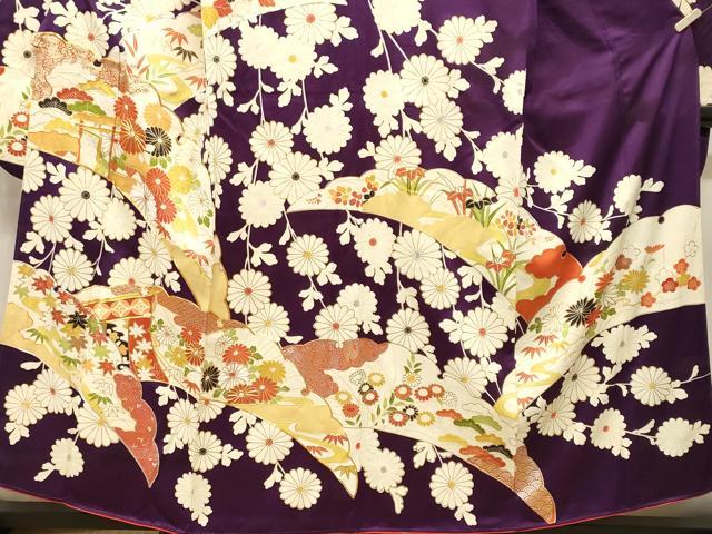 平和屋着物■豪華振袖　駒刺繍　雪芝几帳枝菊文　金銀彩　正絹　逸品　CABK4278ev
