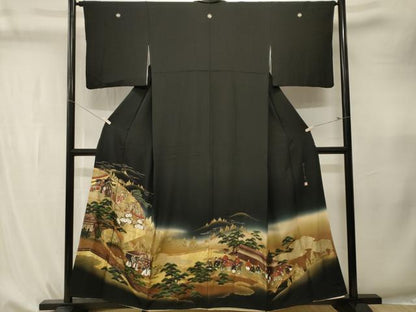 平和屋着物■豪華黒留袖　泰常　春日若宮おん祭り　暈し染め　金銀彩　正絹　逸品　CABK4279ev