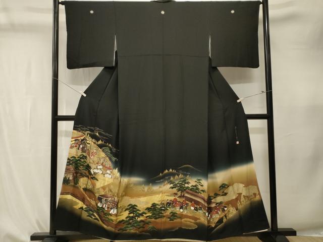 平和屋着物■豪華黒留袖　泰常　春日若宮おん祭り　暈し染め　金銀彩　正絹　逸品　CABK4279ev