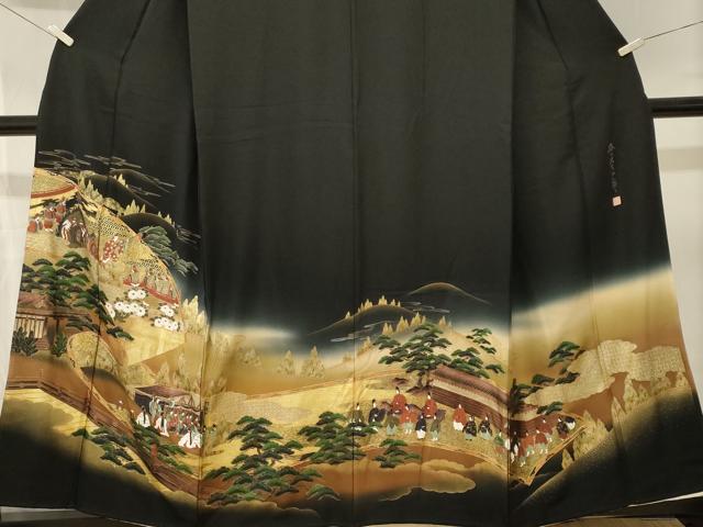 平和屋着物■豪華黒留袖　泰常　春日若宮おん祭り　暈し染め　金銀彩　正絹　逸品　CABK4279ev