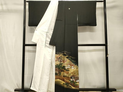平和屋着物■豪華黒留袖　泰常　春日若宮おん祭り　暈し染め　金銀彩　正絹　逸品　CABK4279ev