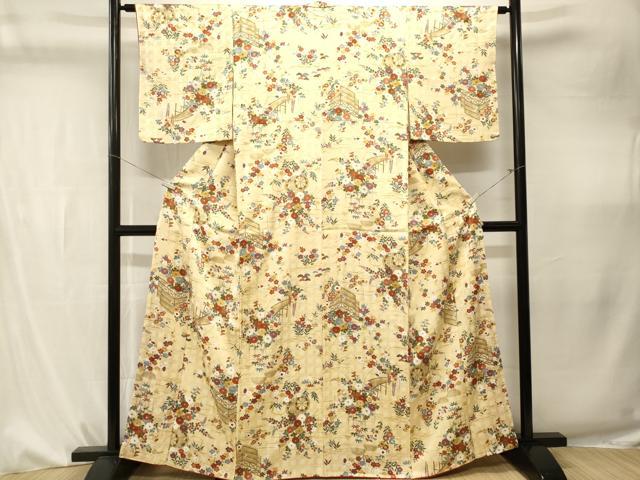 平和屋着物■上質な小紋　花車文　金彩　正絹　逸品　CABK4281ev