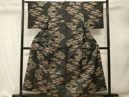 平和屋着物■本場大島紬　7マルキ　枝松葉文　正絹　逸品　CABK4286ev