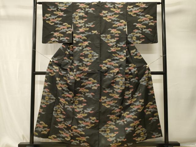 平和屋着物■本場大島紬　7マルキ　枝松葉文　正絹　逸品　CABK4286ev