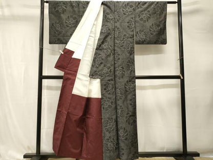 平和屋着物■本場大島紬　花唐草文　正絹　逸品　CABK4287ev