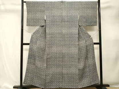平和屋着物■上質な小紋　幾何学花文　正絹　逸品　CABK4290ev