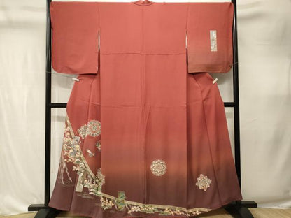 平和屋着物■訪問着　色紙更紗花文　シロサギ　正倉院花文　暈し染め　金彩　正絹　逸品　CABK4293ev