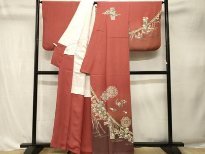 平和屋着物■訪問着　色紙更紗花文　シロサギ　正倉院花文　暈し染め　金彩　正絹　逸品　CABK4293ev