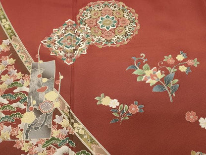 平和屋着物■訪問着　色紙更紗花文　シロサギ　正倉院花文　暈し染め　金彩　正絹　逸品　CABK4293ev