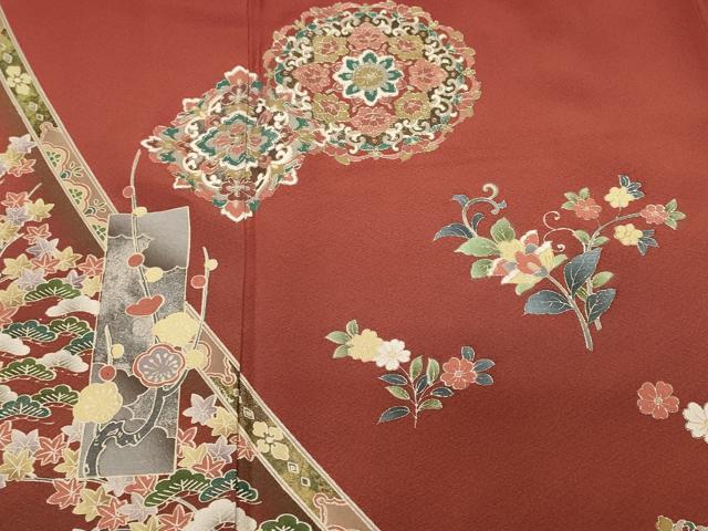 平和屋着物■訪問着　色紙更紗花文　シロサギ　正倉院花文　暈し染め　金彩　正絹　逸品　CABK4293ev
