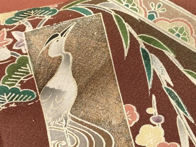 平和屋着物■訪問着　色紙更紗花文　シロサギ　正倉院花文　暈し染め　金彩　正絹　逸品　CABK4293ev