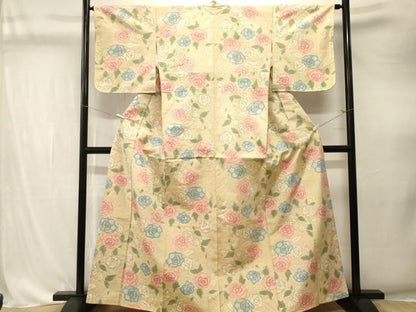 平和屋着物■上質な紬　薔薇　正絹　逸品　CABK4294ev